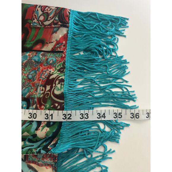 Angie Nwt Sz L Open Front Fringe Kimono Cardigan Coverup Artsy Boho Colorful — image 7 of 8